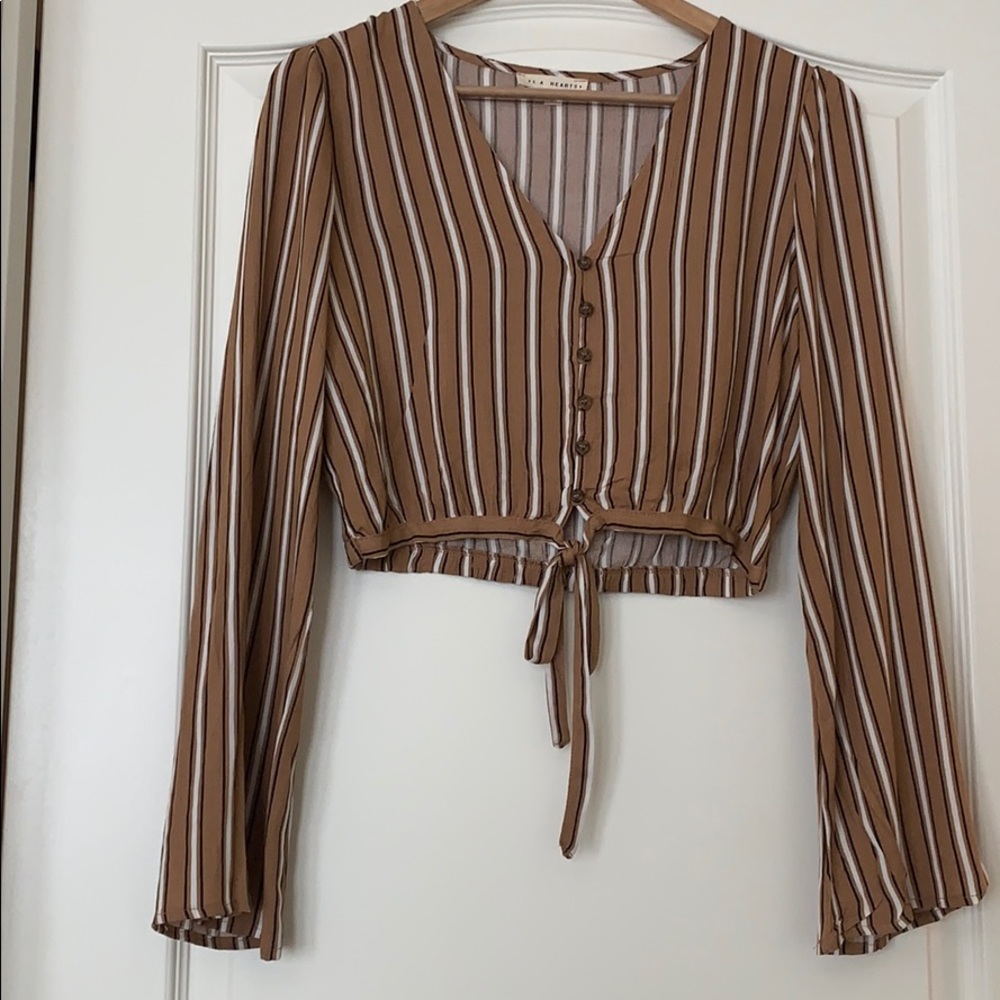 cropped long sleeve silky shirt